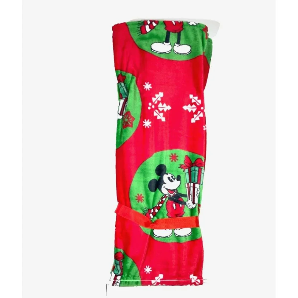 Disney Mickey Mouse Christmas Holiday Plush Throw Blanket 50